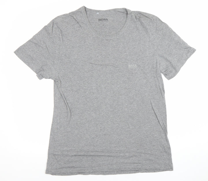 Hugo Boss Men's Grey Cotton Crew Neck Short Sleeve T-Shirt Size M