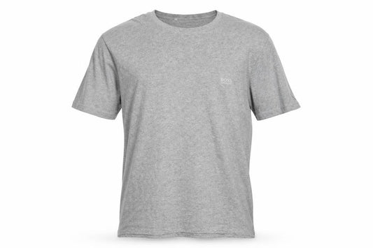 Front view of Hugo Boss Men's Grey Cotton Crew Neck Short Sleeve T-Shirt, size M