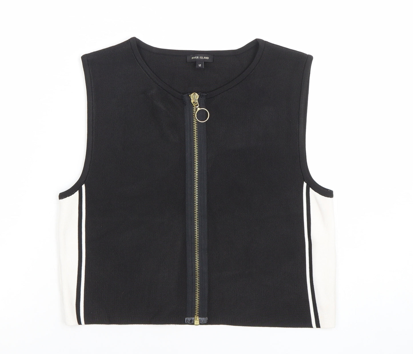 River Island Women's Black Cropped Zip Tank Top Size 12