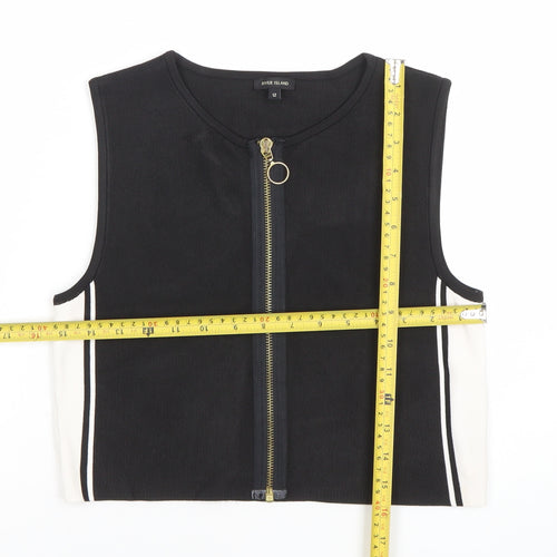 River Island Women's Black Cropped Zip Tank Top Size 12