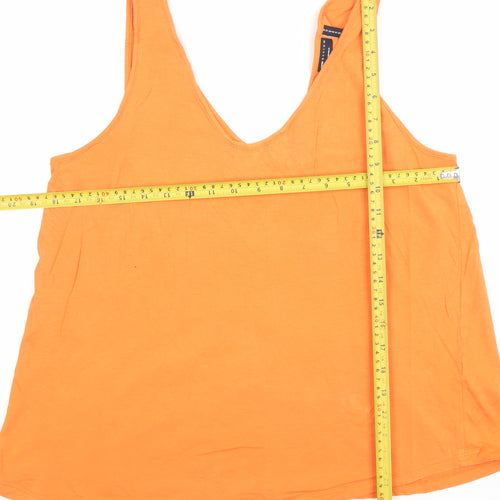 ASOS DESIGN Women's Orange V-Neck Cotton Tank Top Size 14