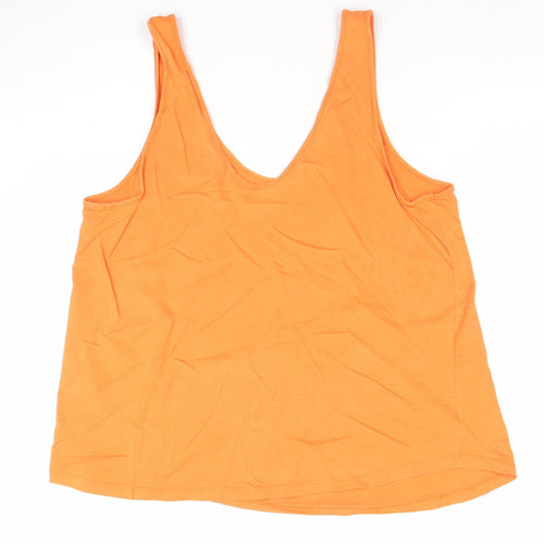 ASOS DESIGN Women's Orange V-Neck Cotton Tank Top Size 14