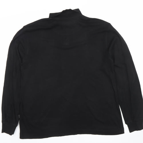 Belika Mens Black Long Sleeve 1/4 Zip Cotton Modal Polo Shirt Size L