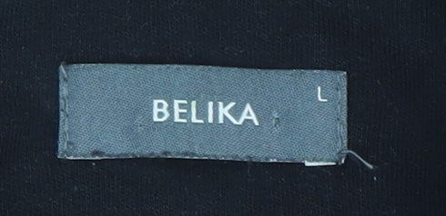 Belika Mens Black Long Sleeve 1/4 Zip Cotton Modal Polo Shirt Size L