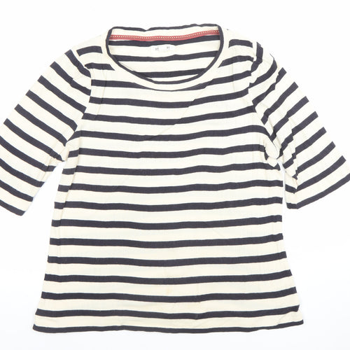 White Stuff Womens Blue Stripe 3/4 Sleeve Cotton Jersey T-Shirt Size 14