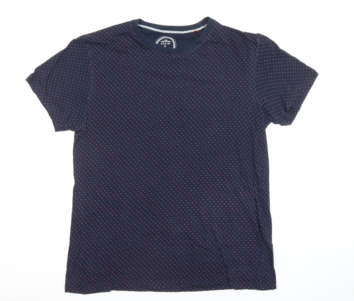 Denim & Flower Blue Polka Dot Cotton T-Shirt Unisex S