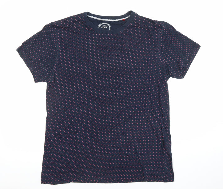 Denim & Flower Blue Polka Dot Cotton T-Shirt Unisex S