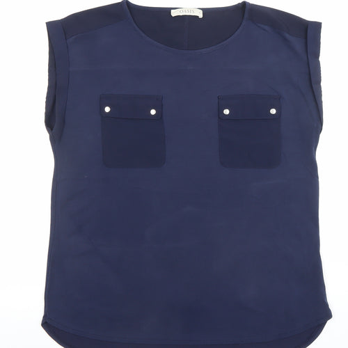 Oasis Women's Blue Sleeveless Chiffon Blouse Size M