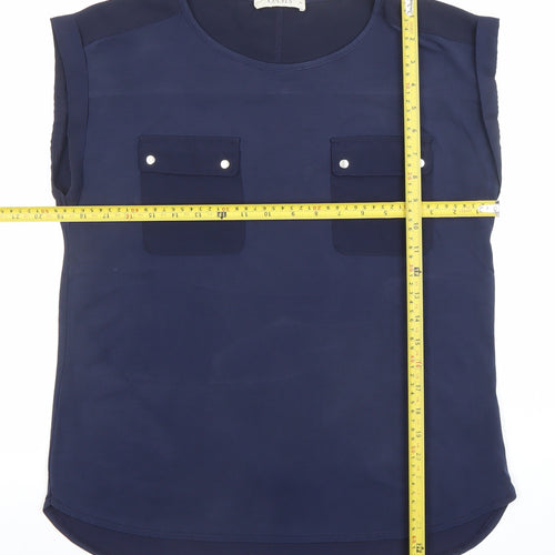 Oasis Women's Blue Sleeveless Chiffon Blouse Size M