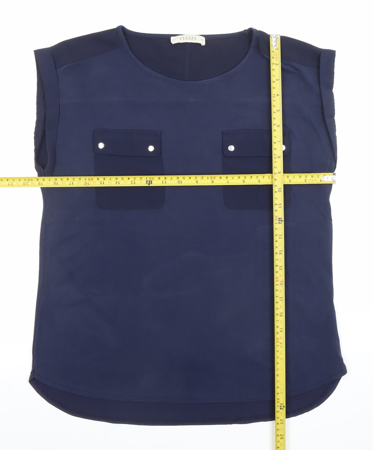 Oasis Women's Blue Sleeveless Chiffon Blouse Size M