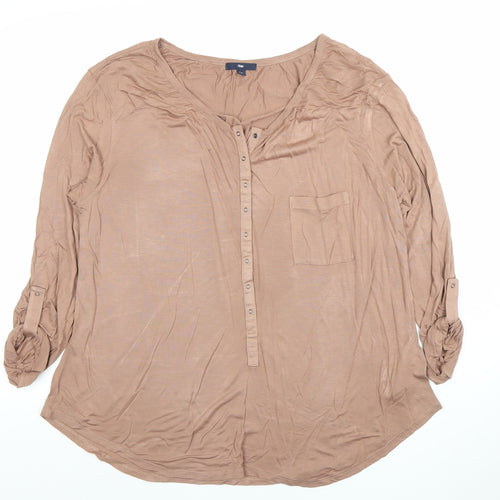 Gap Women's Brown Modal Long Sleeve Button-Up Top Size L