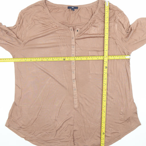 Gap Women's Brown Modal Long Sleeve Button-Up Top Size L