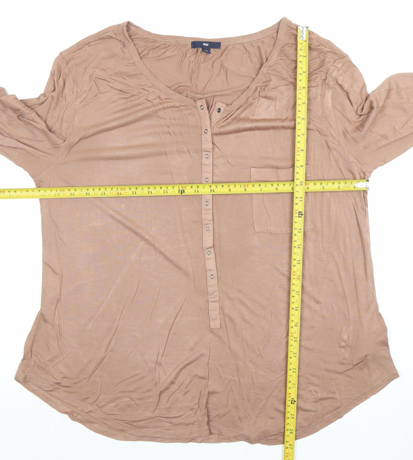 Gap Women's Brown Modal Long Sleeve Button-Up Top Size L