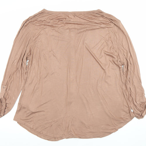 Gap Women's Brown Modal Long Sleeve Button-Up Top Size L