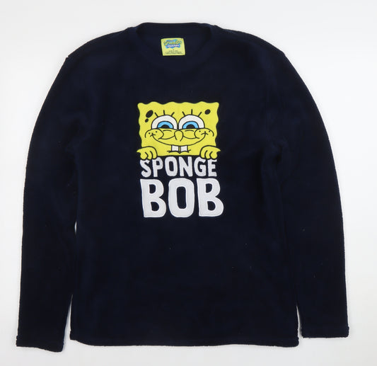 Nickelodeon SpongeBob Men's Blue Fleece Pyjama Top M Long Sleeve