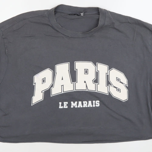 ASOS DESIGN Womens Grey Cropped Paris T-Shirt Size S