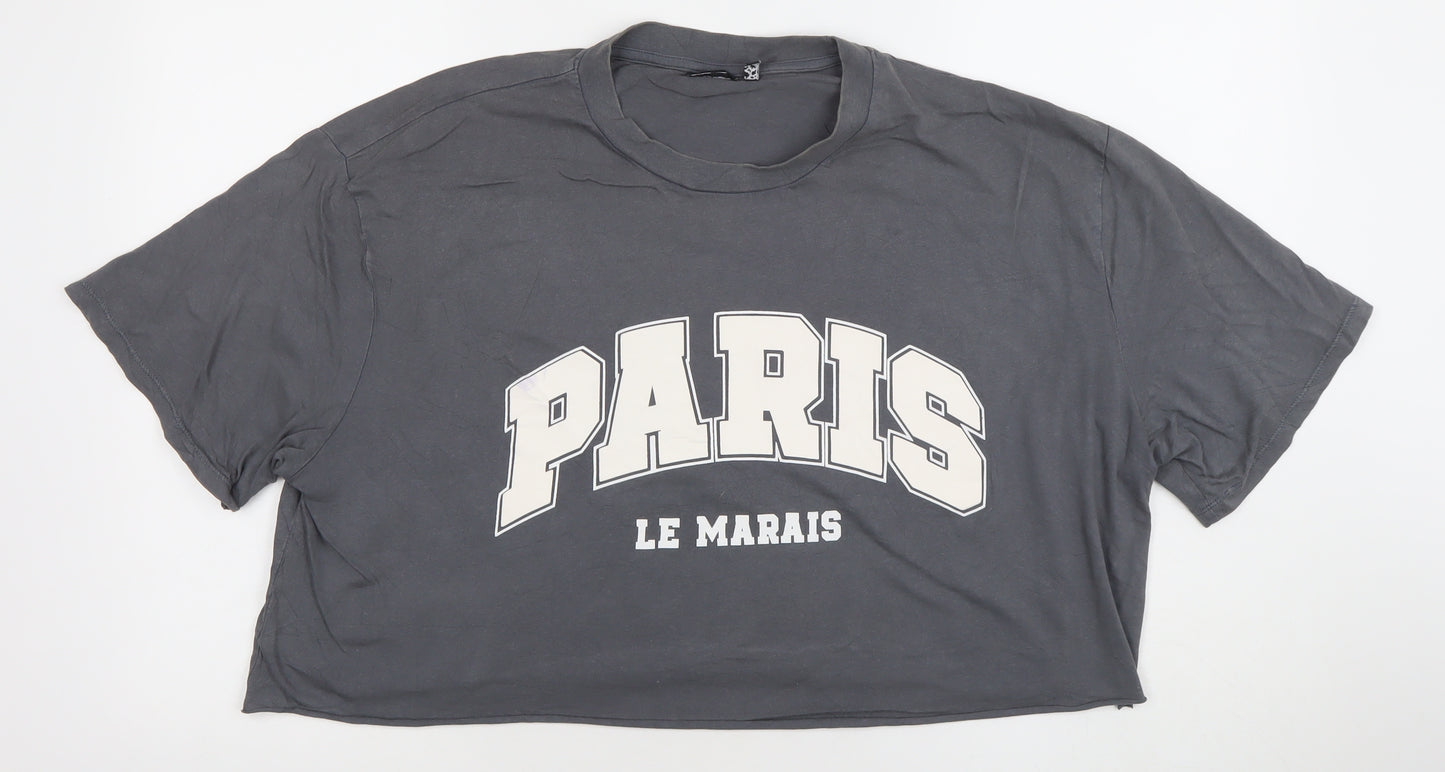 ASOS DESIGN Womens Grey Cropped Paris T-Shirt Size S