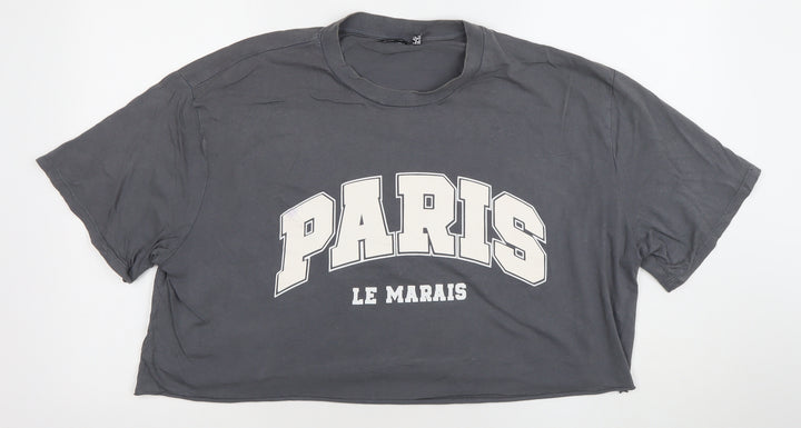 ASOS DESIGN Womens Grey Cropped Paris T-Shirt Size S