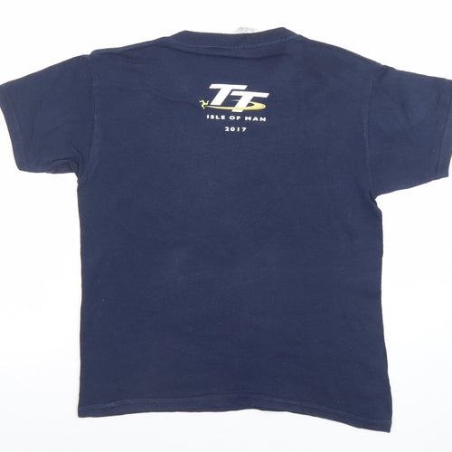 Gildan Boys Blue Isle of Man TT 2017 Motorcycle Graphic T-Shirt XS