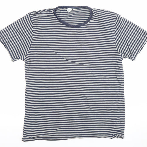 John Lewis Womens Blue Striped Cotton T-Shirt Size S