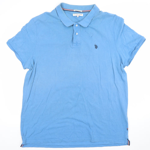 U.S. Polo Assn. Men's Blue Regular Fit 3XL Cotton Polo Shirt
