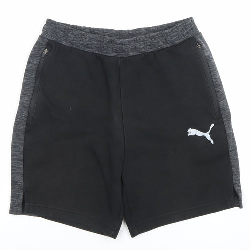 Puma Men's Black Athletic Gym Shorts S Regular Fit Elastic Waist