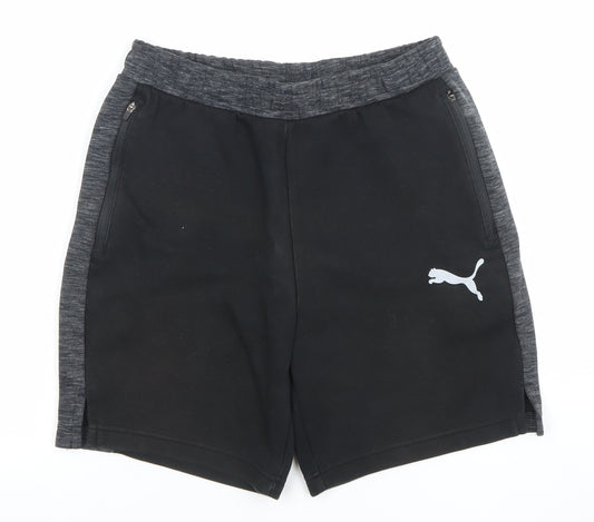 Puma Men's Black Athletic Gym Shorts S Regular Fit Elastic Waist