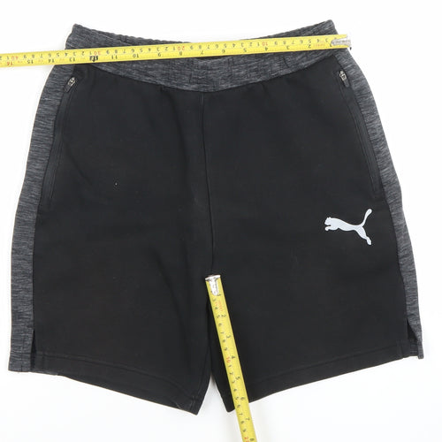 Puma Men's Black Athletic Gym Shorts S Regular Fit Elastic Waist