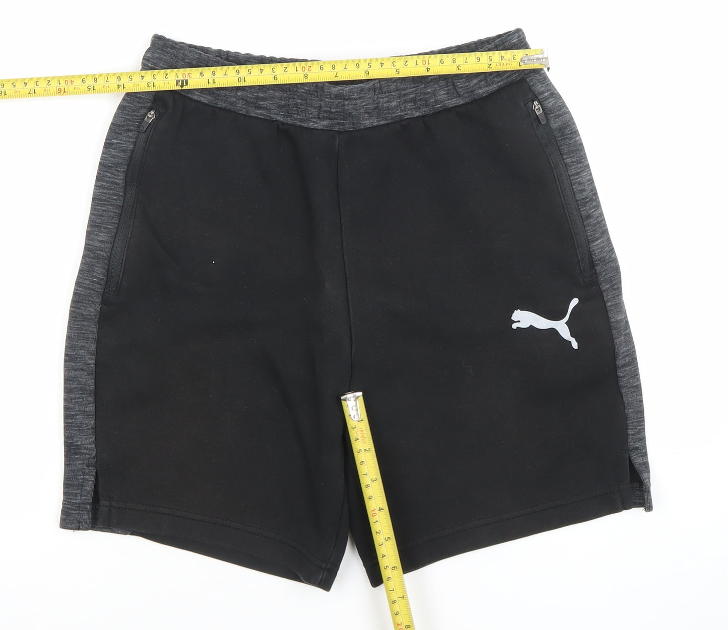 Puma Men's Black Athletic Gym Shorts S Regular Fit Elastic Waist