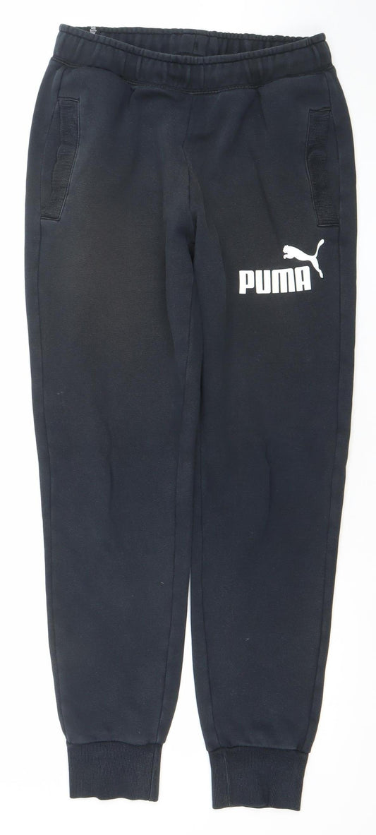Puma Men's Black Jogger Sweatpants Size S Regular Fit Tapered Fleece