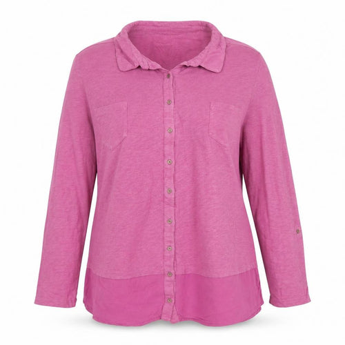White Stuff Women's Purple Button-Up Tunic Shirt Size 16 Long Sleeve Cotton Blend