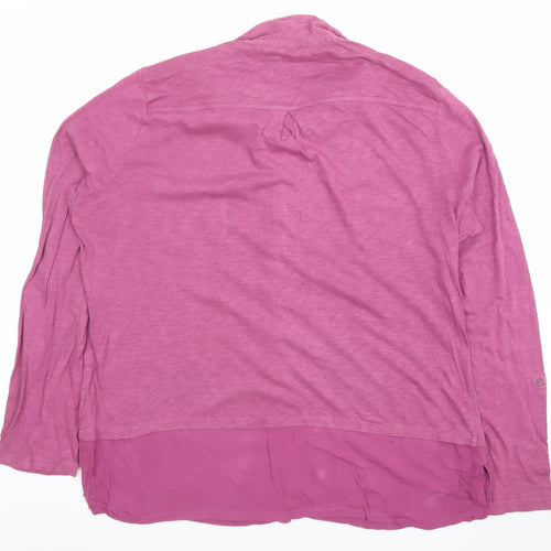 White Stuff Women's Purple Button-Up Tunic Shirt Size 16 Long Sleeve Cotton Blend