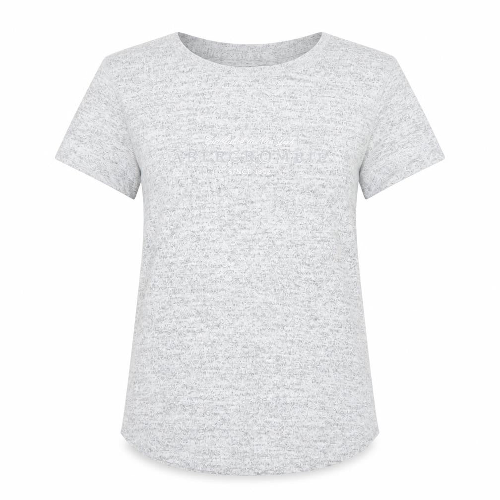 Front view of Abercrombie & Fitch Women’s Grey Basic Soft Cozy T-Shirt, size S