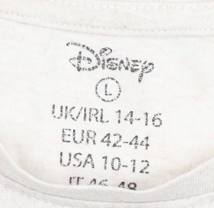 Disney Women Beige Bambi Nightshirt Top L Cotton Graphic Print