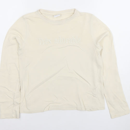 Zara Girls Ivory 'Très Adorable' Long Sleeve Cotton T-Shirt 11-12 Years