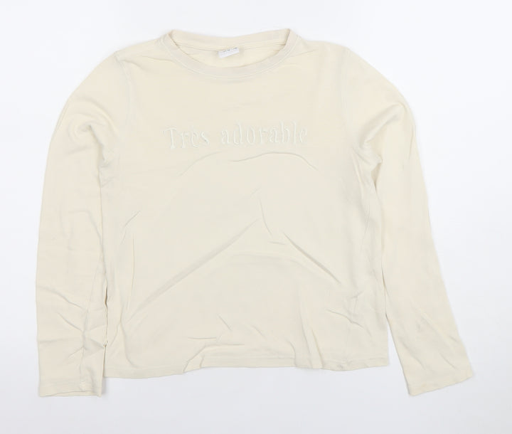 Zara Girls Ivory 'Très Adorable' Long Sleeve Cotton T-Shirt 11-12 Years
