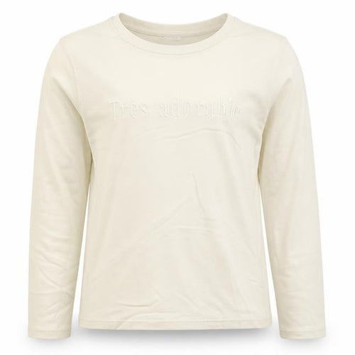 Zara Girls Ivory 'Très Adorable' Long Sleeve Cotton T-Shirt 11-12 Years