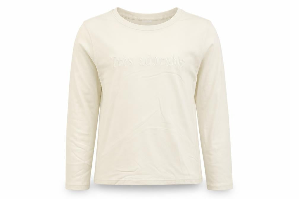 Zara Girls Ivory 'Très Adorable' Long Sleeve Cotton T-Shirt 11-12 Years