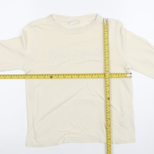 Zara Girls Ivory 'Très Adorable' Long Sleeve Cotton T-Shirt 11-12 Years