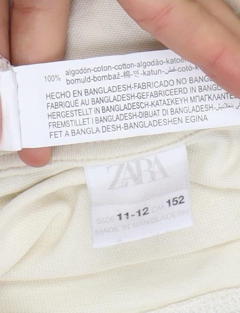 Zara Girls Ivory 'Très Adorable' Long Sleeve Cotton T-Shirt 11-12 Years