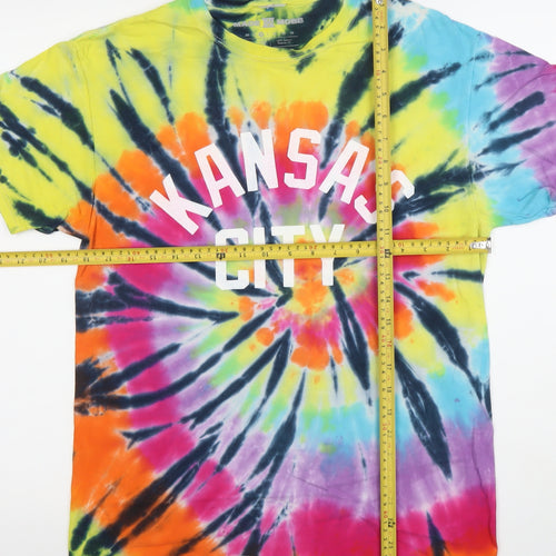 Made Mobb Men's Multicoloured Tie-Dye Kansas City Cotton Regular Fit T-Shirt Size M