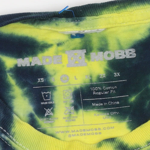 Made Mobb Men's Multicoloured Tie-Dye Kansas City Cotton Regular Fit T-Shirt Size M