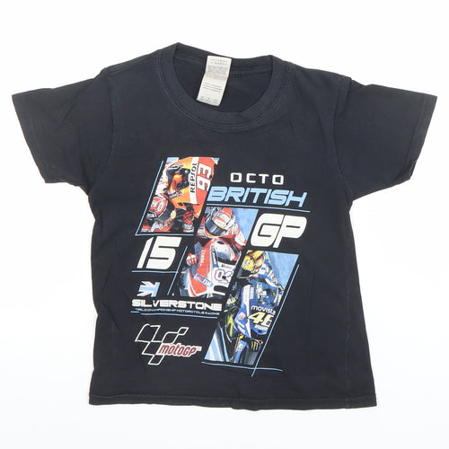 Gildan Boys Black British GP 2015 MotoGP Racing Graphic T-Shirt XS