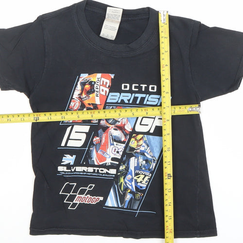 Gildan Boys Black British GP 2015 MotoGP Racing Graphic T-Shirt XS