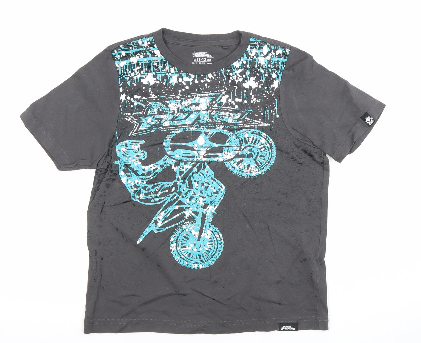 No Fear Boys Black Motorcycle Graphic T-Shirt 11-12 Years Regular Fit