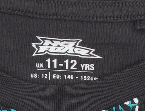 No Fear Boys Black Motorcycle Graphic T-Shirt 11-12 Years Regular Fit