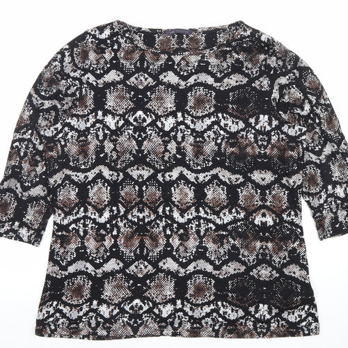 Marks and Spencer Women’s Black Animal Print 3/4 Sleeve Stretch Jersey Top Size 18