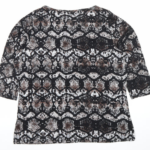 Marks and Spencer Women’s Black Animal Print 3/4 Sleeve Stretch Jersey Top Size 18