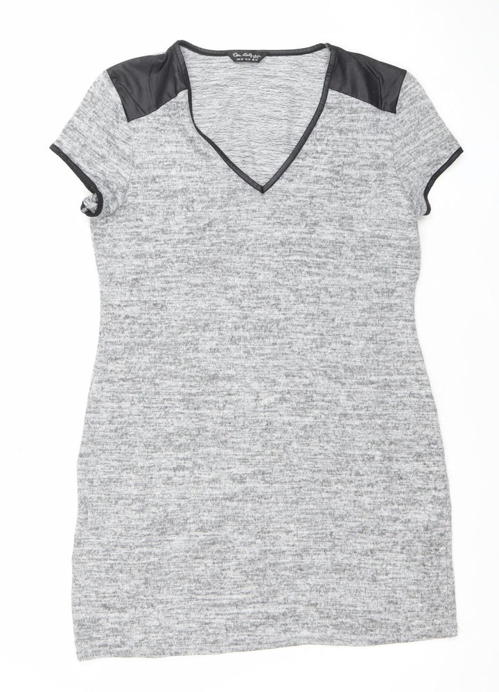 Cara & The Sky Women Grey Size 14 Short Sleeve Knit Shift Dress