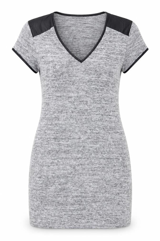 Cara & The Sky Women Grey Size 14 Short Sleeve Knit Shift Dress